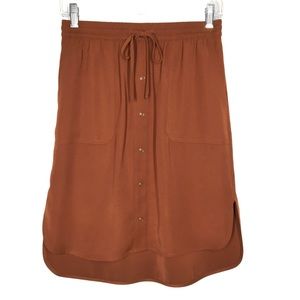 Apt. 9 | Button Front Utility Twill Skirt in Chestnut/Rust